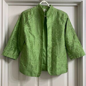 Coldwater Creek Women's Green Silk Jacket, Size Medium